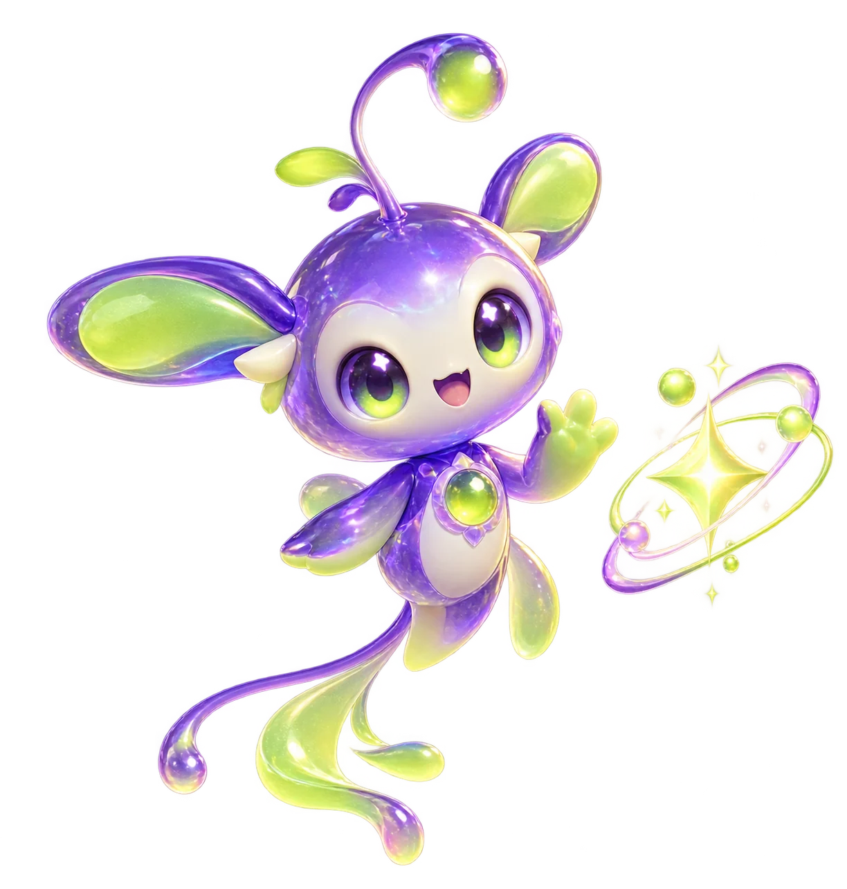 A small fictional Palfu companion waving