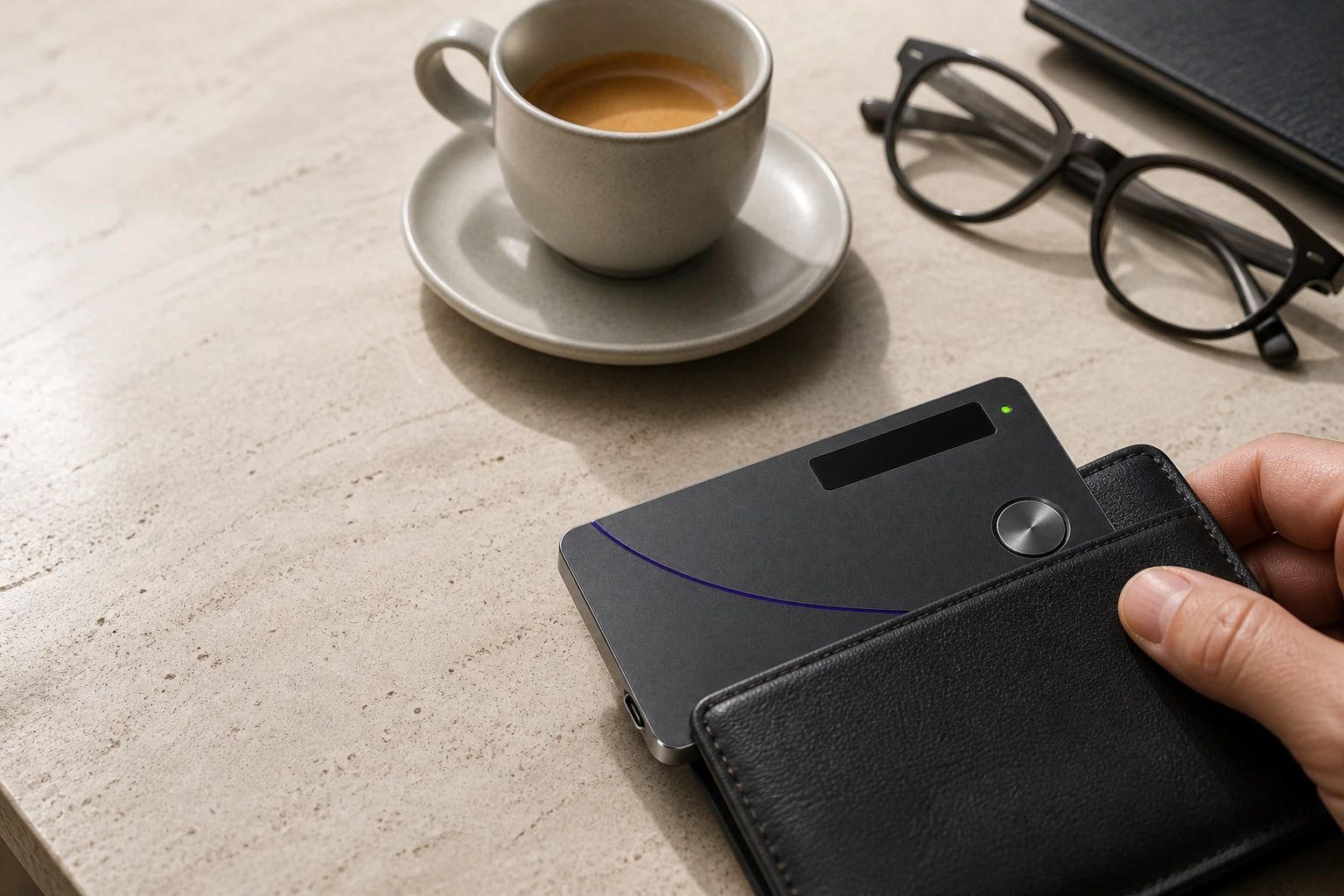 Orbit Slate shown in a real-world minimal carry setting